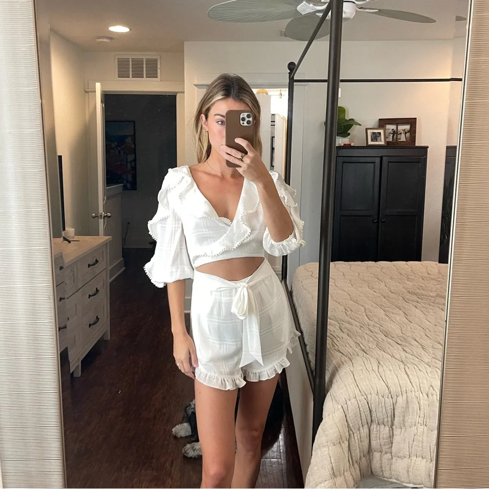 MAJORELLE White Ruffled Jumpsuit - Picture 1 of 3
